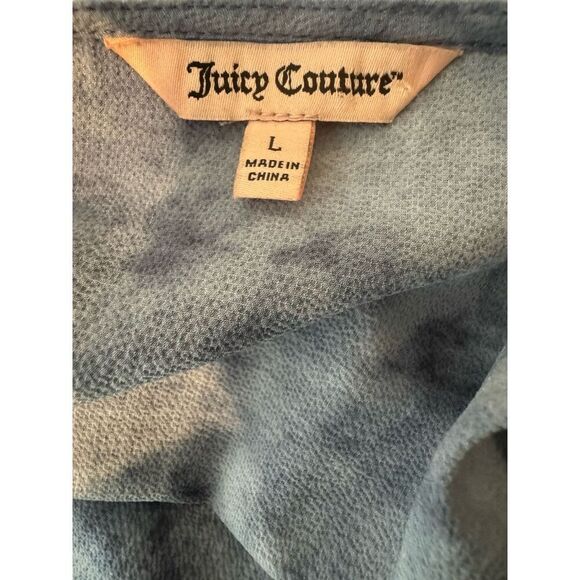 Juicy Couture Blue Front Tie A-Symmetrical Long Bell Sleeve Top Size Large Y2K - Picture 4 of 5